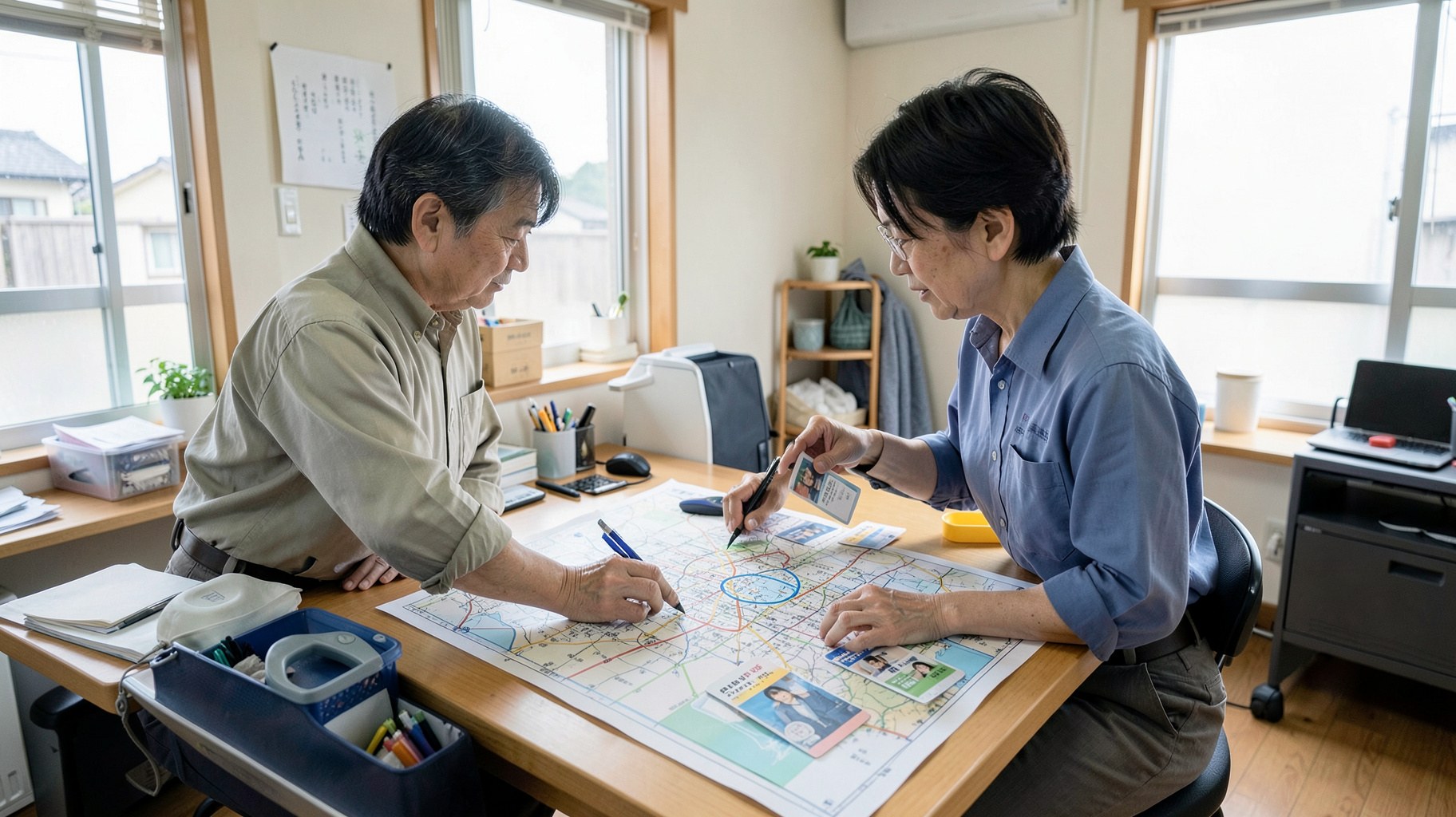 商圏・移動時間と配員管理に関するAI生成イメージ写真